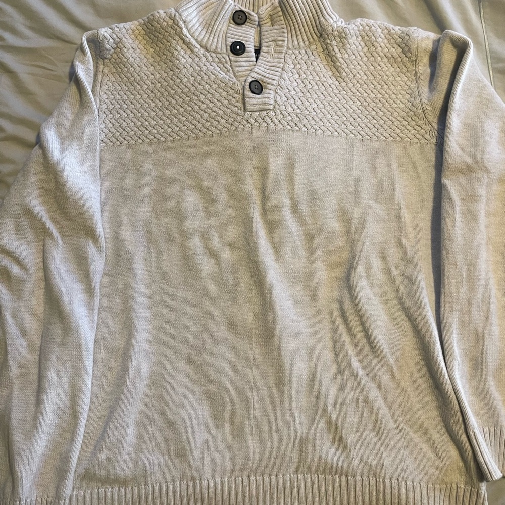 RW&CO. Men's Cream Turtleneck Button Sweater
